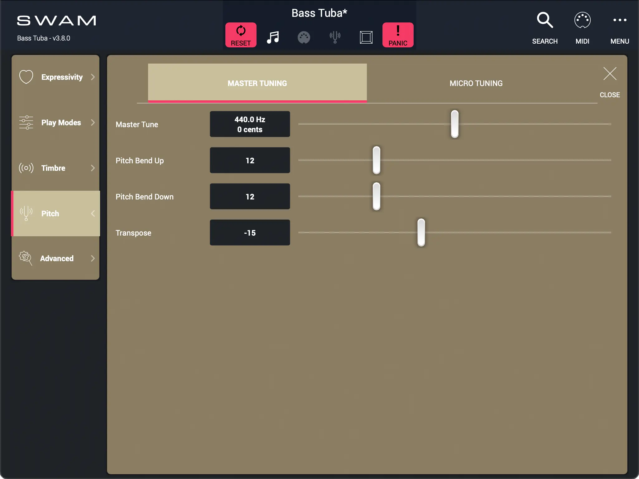 Pitch - Master Tuning